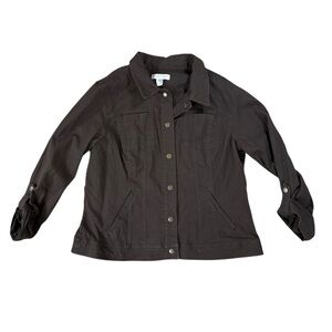Christopher& Banks lightweight brown snap button enclosure jacket size XL